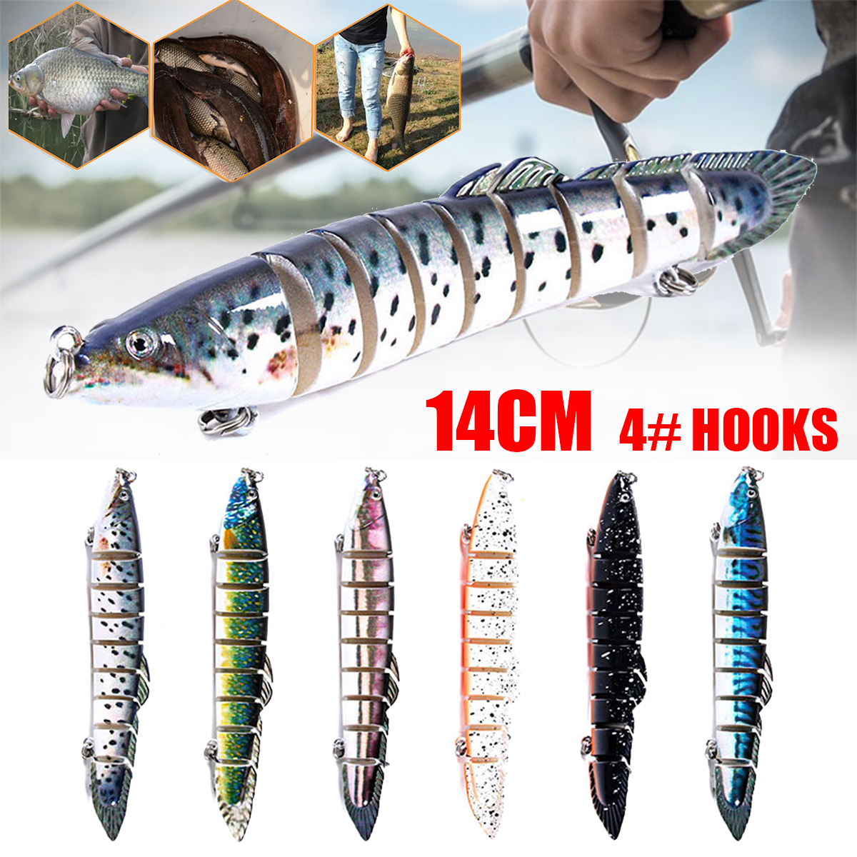 Zanlure1PC14cm214gMiniFishingHardBaitArtificialSwimbaitFishNineKnottedFishSimulationFishingLure-1635055-1