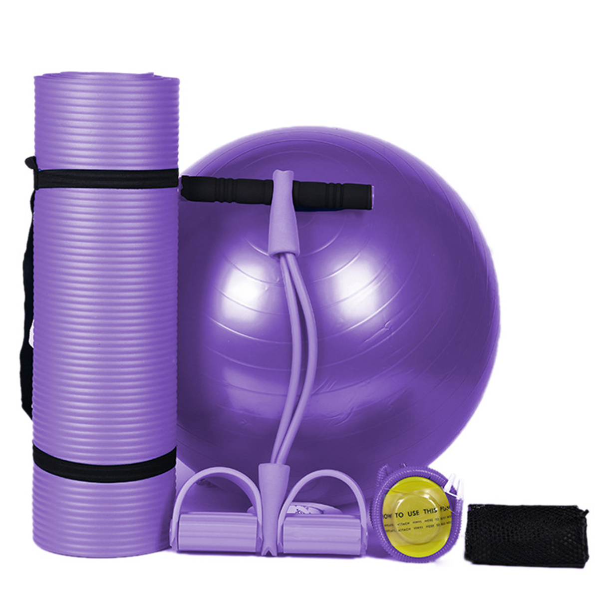 3PcsSetBodyShapingFitnessYogaBallYogaMatPadPedalPullerLatexAbdominalTrainer-1676929-12