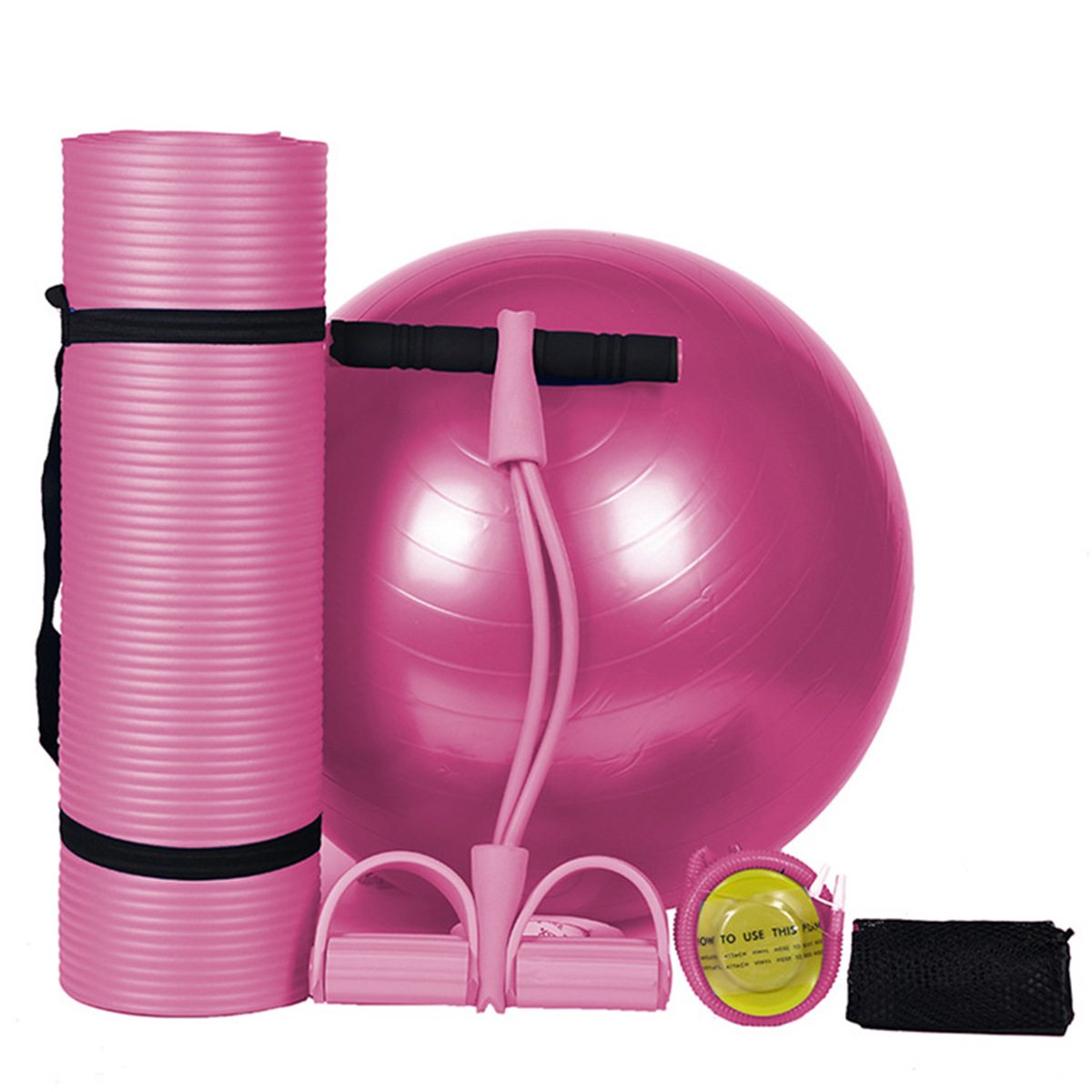 3PcsSetBodyShapingFitnessYogaBallYogaMatPadPedalPullerLatexAbdominalTrainer-1676929-13