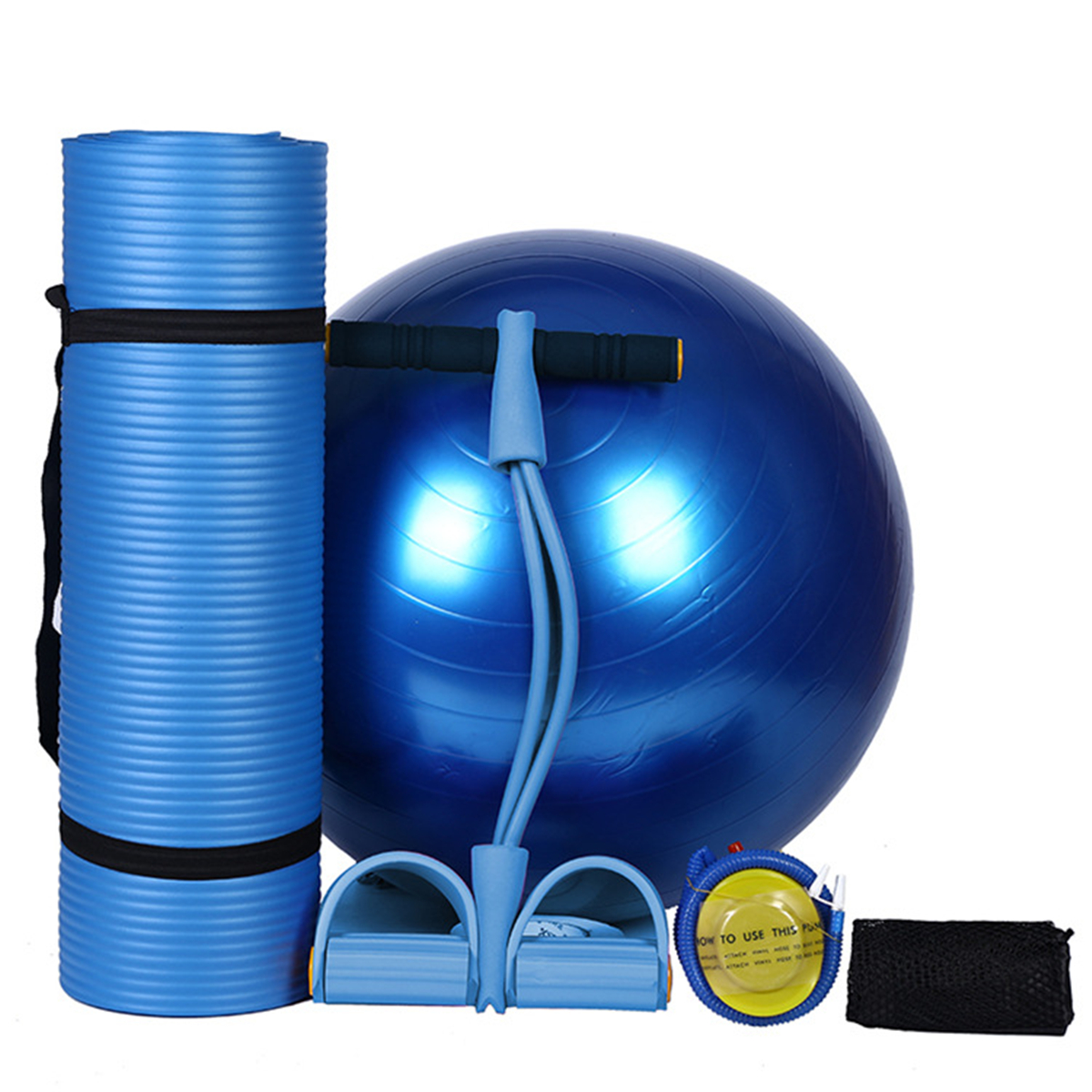 3PcsSetBodyShapingFitnessYogaBallYogaMatPadPedalPullerLatexAbdominalTrainer-1676929-14