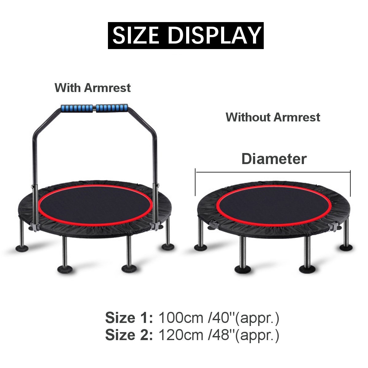 4048InchFoldableTrampolineRoundJumpingPadCardioElasticYogaExerciseMaxLoad5060kg-1707285-2