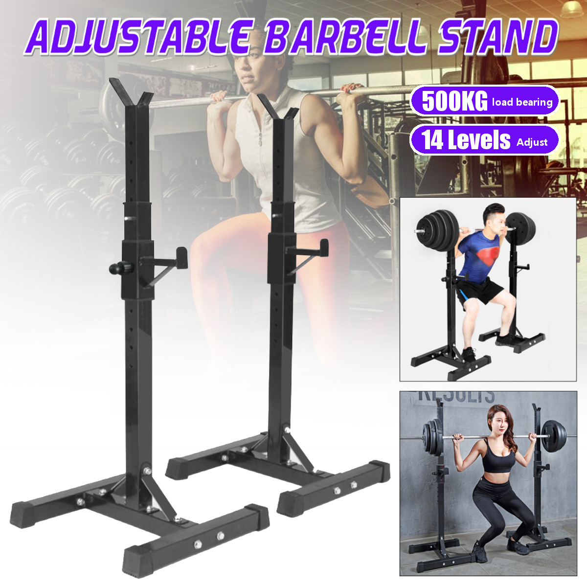 500KGMaxLoadAdjustableBarbellStandMultifunctionSquatRackHomeGymWeightLiftingPress-1830468-1