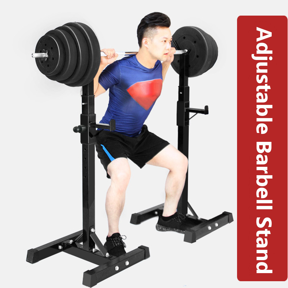 500KGMaxLoadAdjustableBarbellStandMultifunctionSquatRackHomeGymWeightLiftingPress-1830468-3