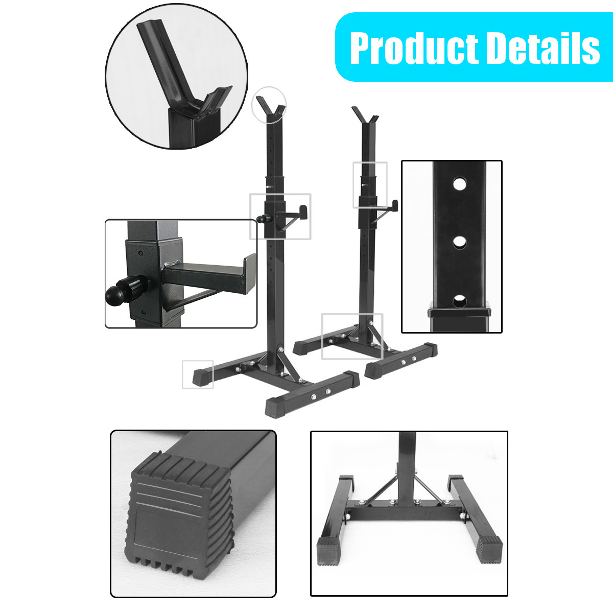 500KGMaxLoadAdjustableBarbellStandMultifunctionSquatRackHomeGymWeightLiftingPress-1830468-4