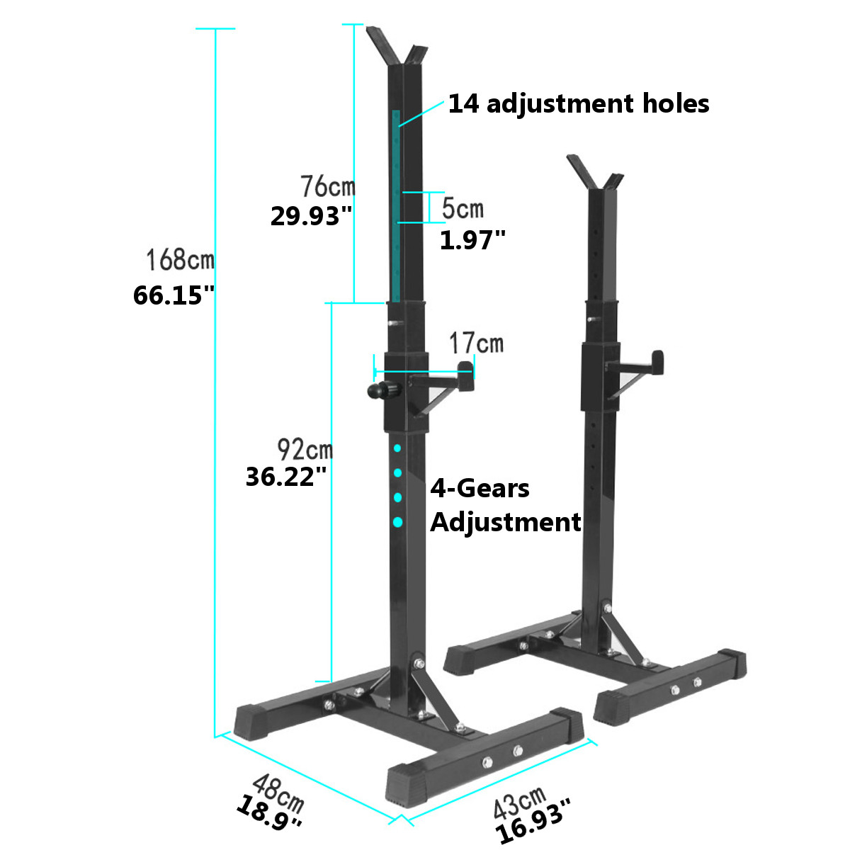 500KGMaxLoadAdjustableBarbellStandMultifunctionSquatRackHomeGymWeightLiftingPress-1830468-5