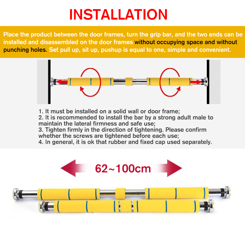 62-100CMAdjustableDoorwayPullUpBarSpongeHandleNOScrewNODrillingHorizontalBarHomeFitnessEquipment-1676934-4