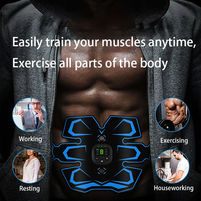 ElectricEMSMuscleTrainer6ModesEMSAbdominalMassageLEDDisplayHomeOfficeFitnessAbsforArmBackFootTrainin-2008087-2
