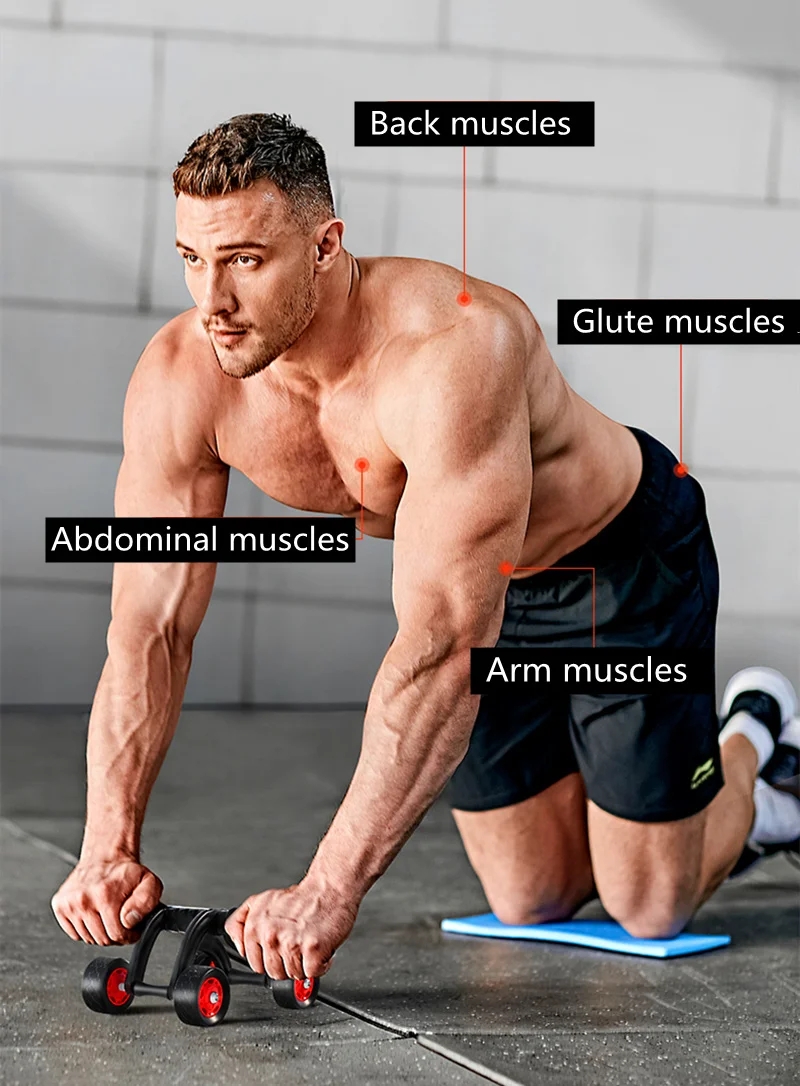 FourWheelAbdominalRollerPushupHomeFitnessEquipmentWear-resistantAnti-slip500kgWeightCapacityBodyArmW-2005473-2