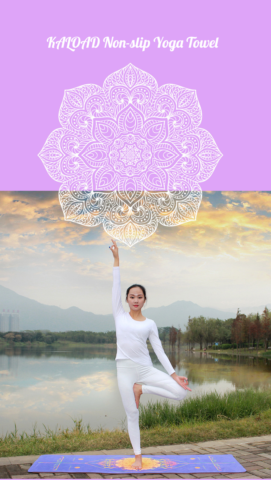 KALOADMicrofiberYogaTowelDoubleSidesRhombusNon-slipSuperSweatAbsorbentAnti-bacterialFitnessYogaMats-1377265-1