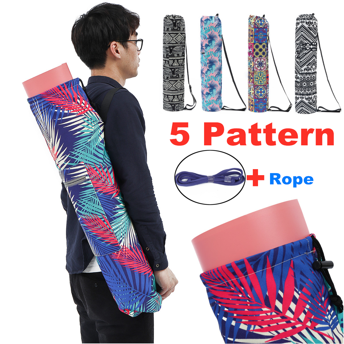 KALOADPrintedPatternCanvasYogaBagOutdoorSportsFitnessShoulderBagYogaBackpack-1521198-1