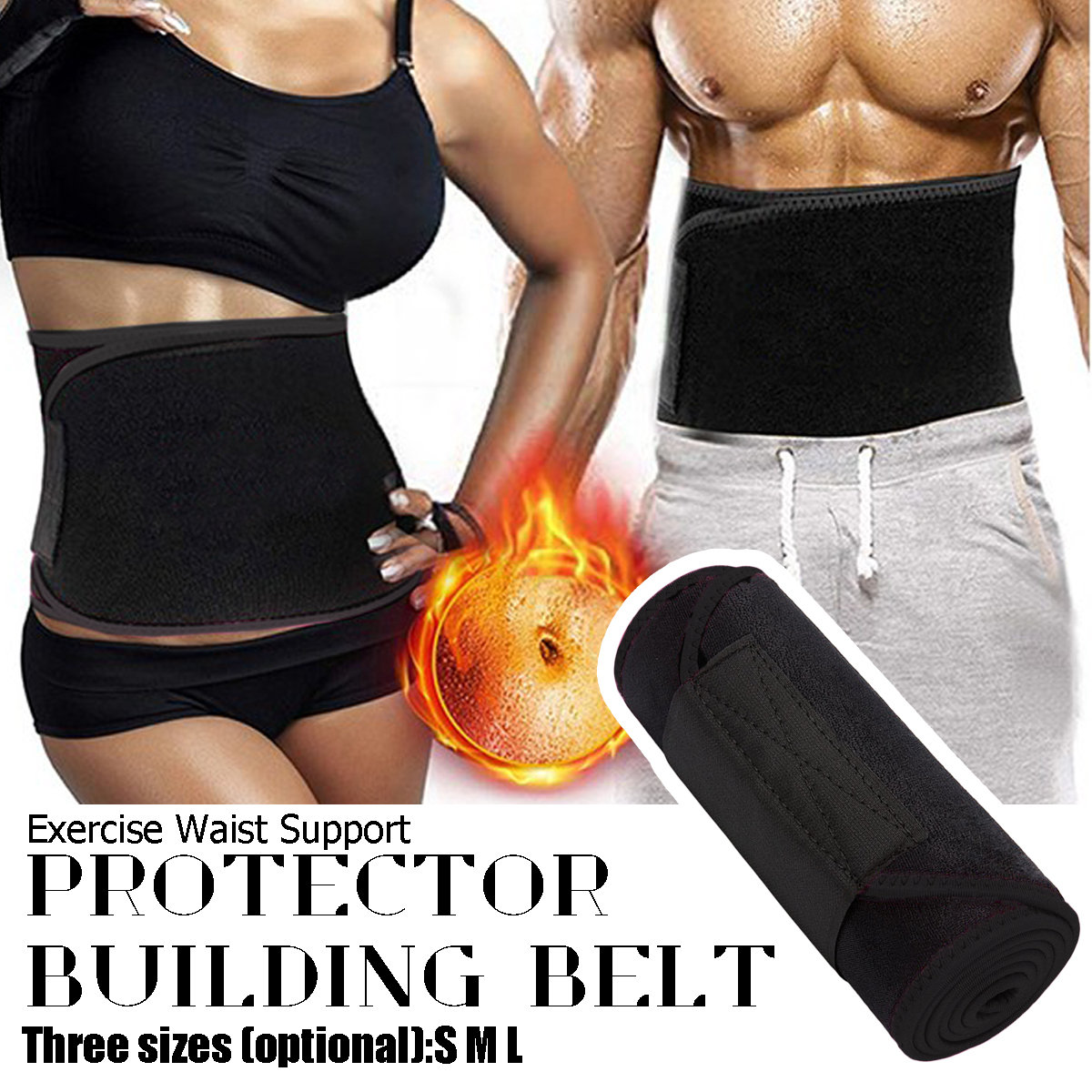 KALOADSportsFitnessBodyShapingWaistBeltElasticPressureStrainingWaistSupport-Black-1534952-1
