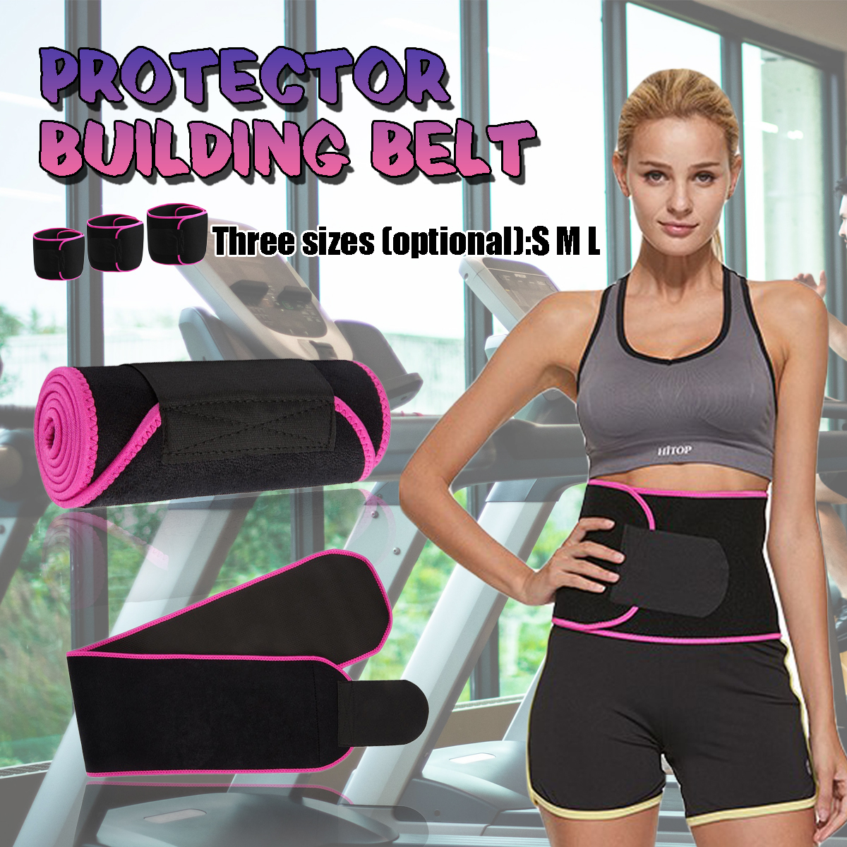 KALOADSportsFitnessBodyShapingWaistBeltElasticPressureStrainingWaistSupport-Red-1534950-1