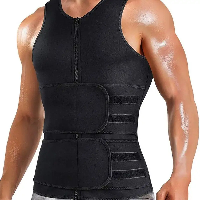 MenBodyShaperSweatSuitDoubleBeltWaistTrainerAbdomenSlimmingSweatVestFatBurnerShapewearTankTopsFitnes-2008144-3