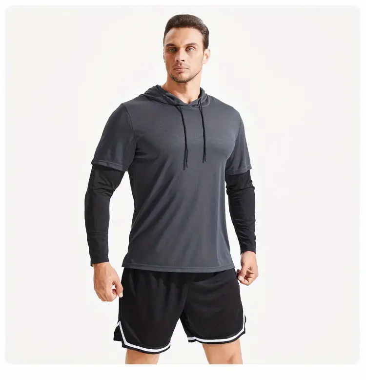 MensHoodedFitnessSuitQuick-DryingBreathableSweat-ResistantLooseActivewearforOutdoorsSportTraining-2008140-1