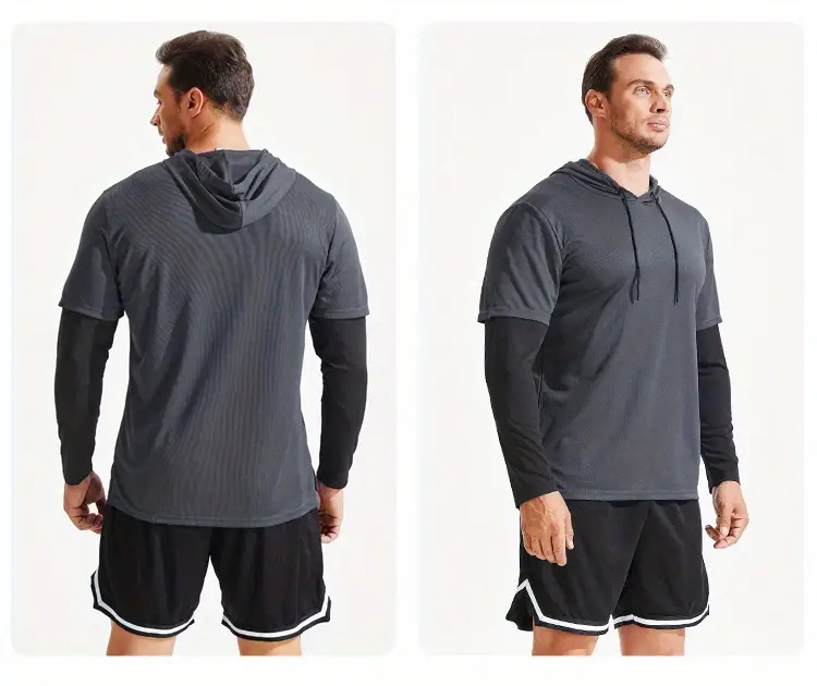 MensHoodedFitnessSuitQuick-DryingBreathableSweat-ResistantLooseActivewearforOutdoorsSportTraining-2008140-3