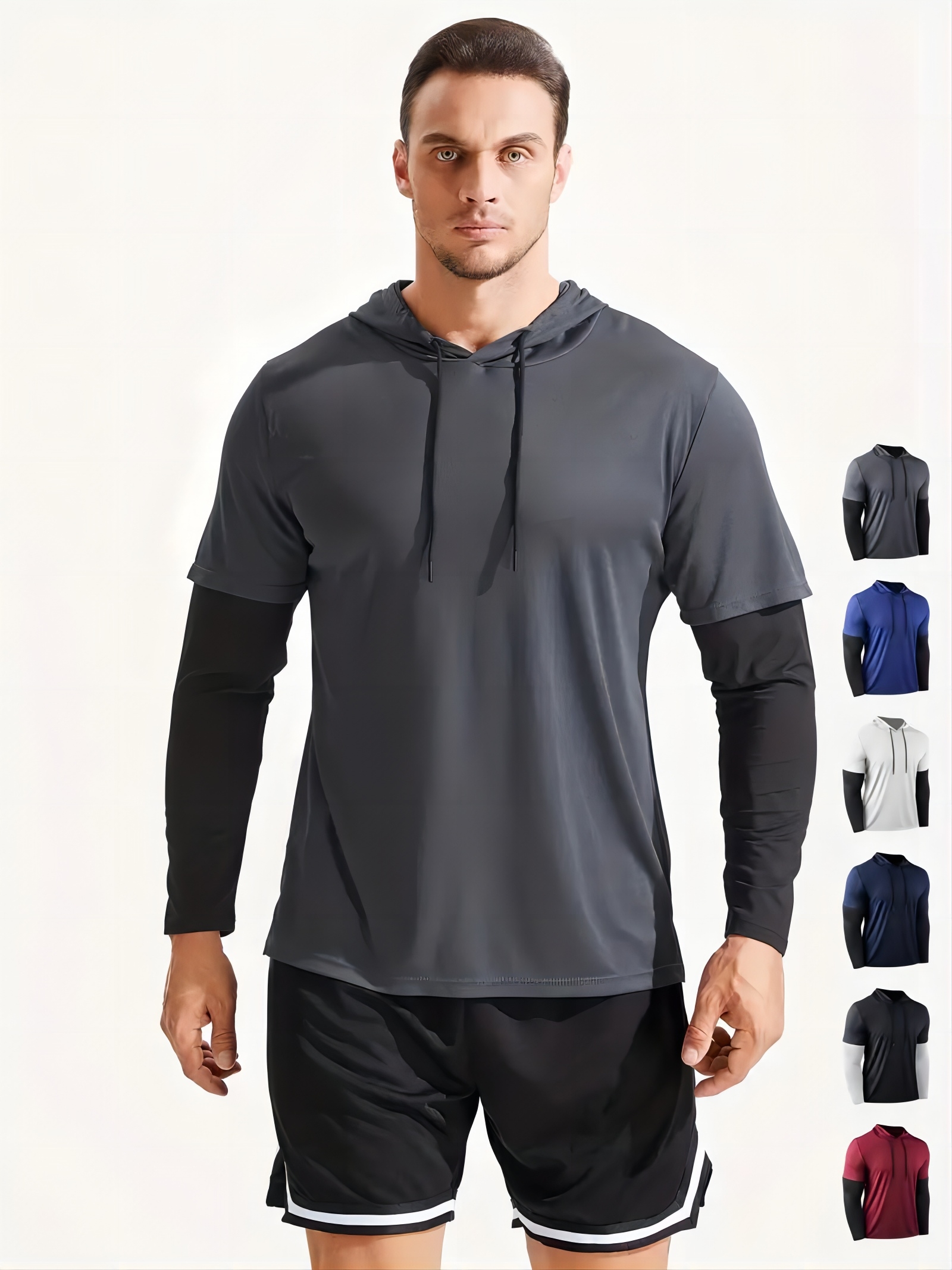 MensHoodedFitnessSuitQuick-DryingBreathableSweat-ResistantLooseActivewearforOutdoorsSportTraining-2008140-7