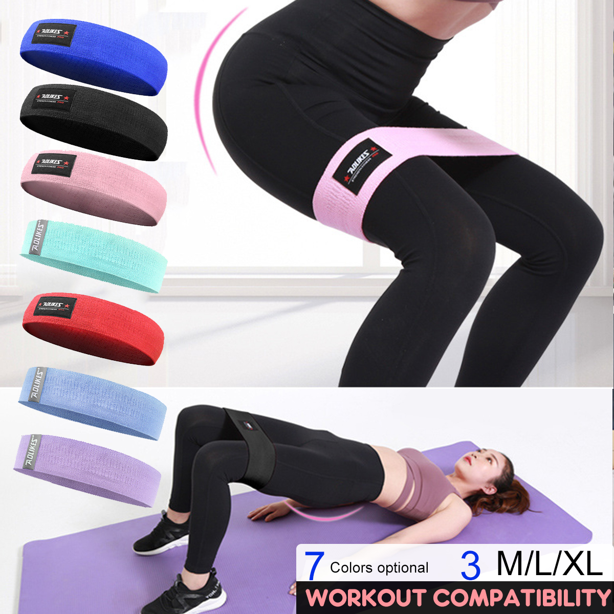 Multi-ColorsM-XLHomeResistanceBandsHipTrainingFitnessYogaStretchPullUpAssistBandsRubberBand-1678148-5