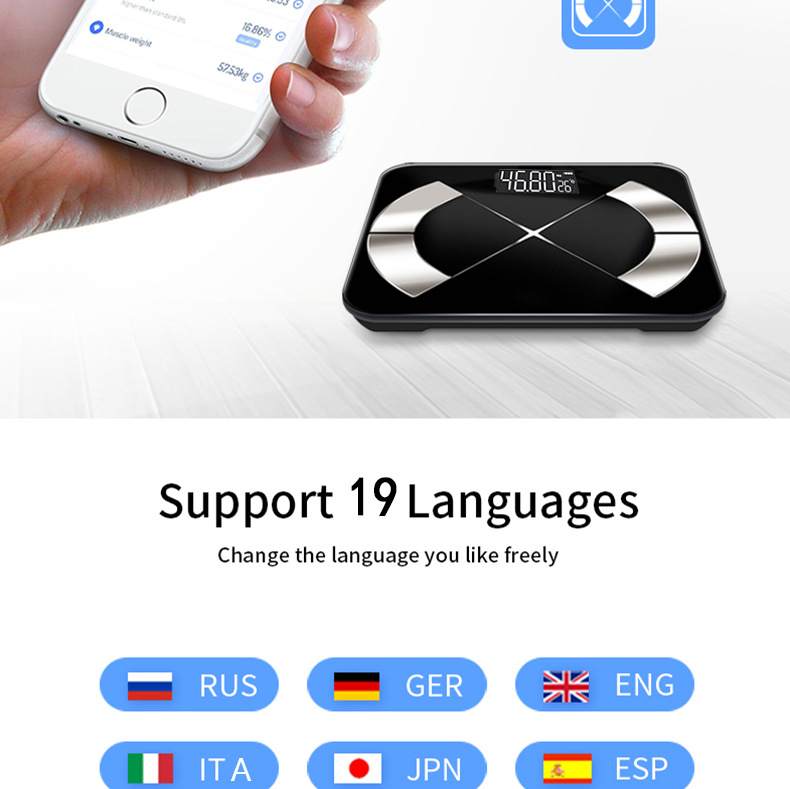 SmartWirelessBodyScale25KeyBodyDataAnalyze3UnitsSwitchAppCompositionMonitoring19LanguagesSupport180k-2008328-3