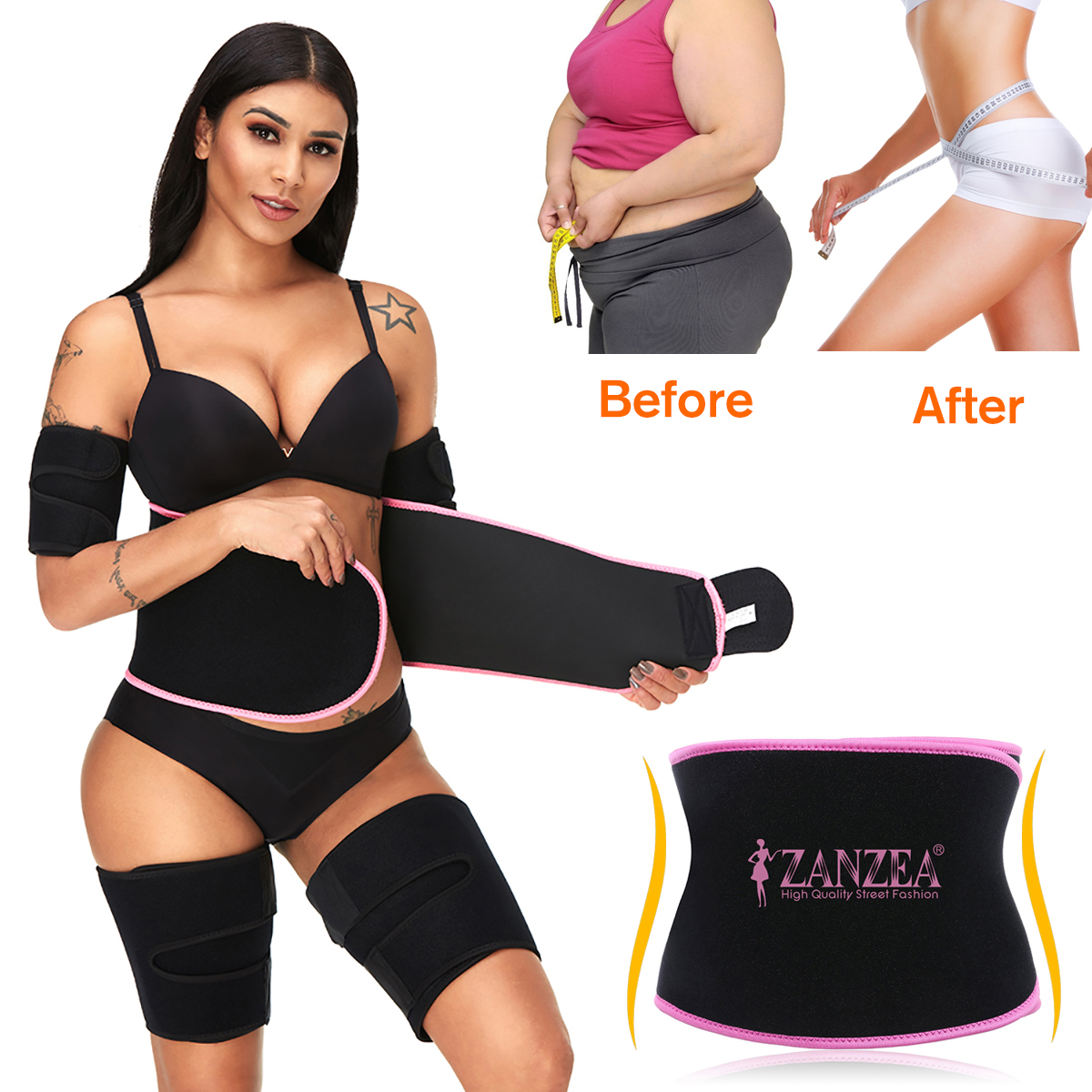 ZANZEASweatWaistSaunaBeltNeopreneTrimmerShapingFatBurnerTrainerSportsGymSlimmerExerciseTools-1552785-2