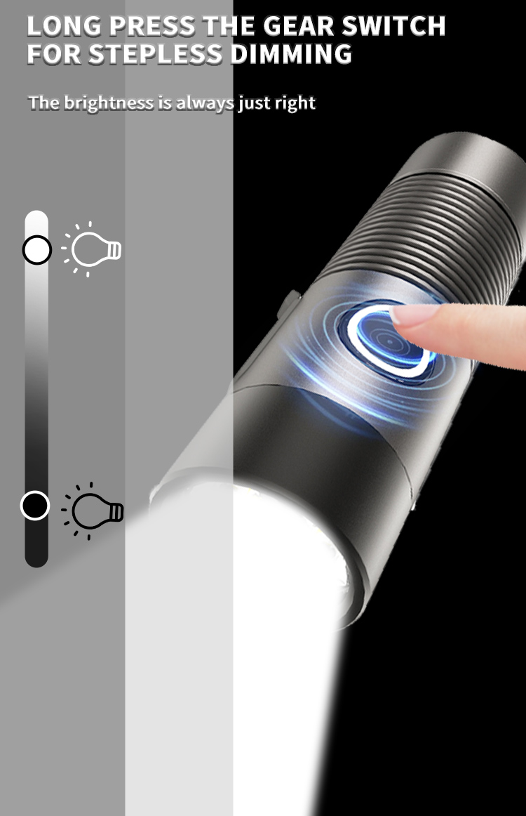 3XPGBrightEDCFlashlightWithDiffuserLampshadesType-CRechargeableEndlessDimmingMiniPortableLEDTorchSma-1997621-11