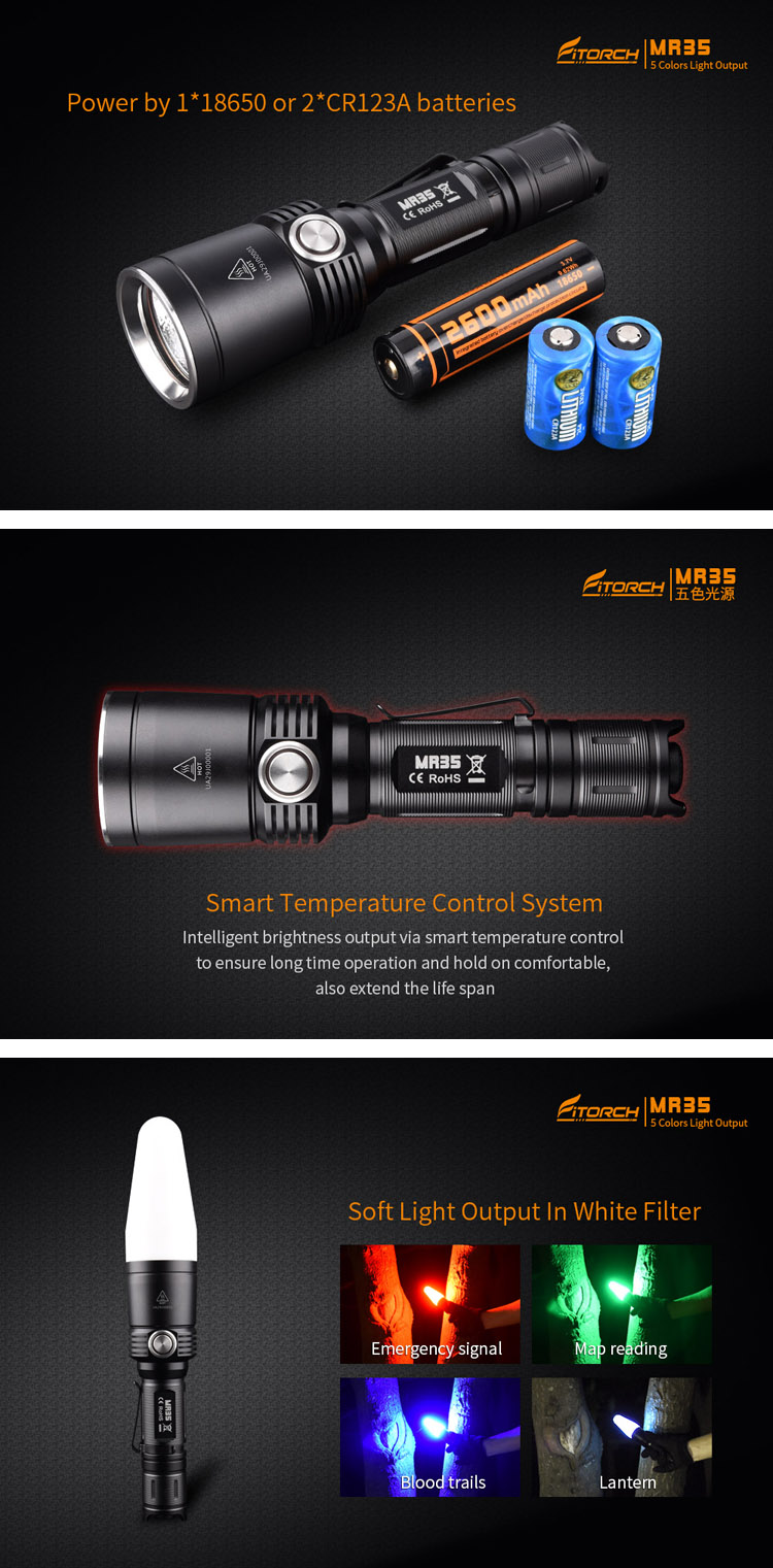FitorchMR35XP-L21200Lumens5lightcolorsRechargeablePortableUVLEDFlashlight-1205114-7
