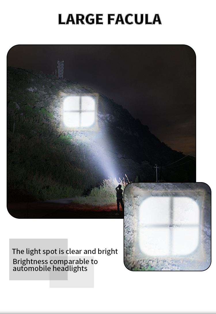 HighPowerXHP70RechargeableLEDFlashlightSideLightCOBRedAndWhiteLightWaterproofTorchTelescopicZoomUSBH-2007330-4