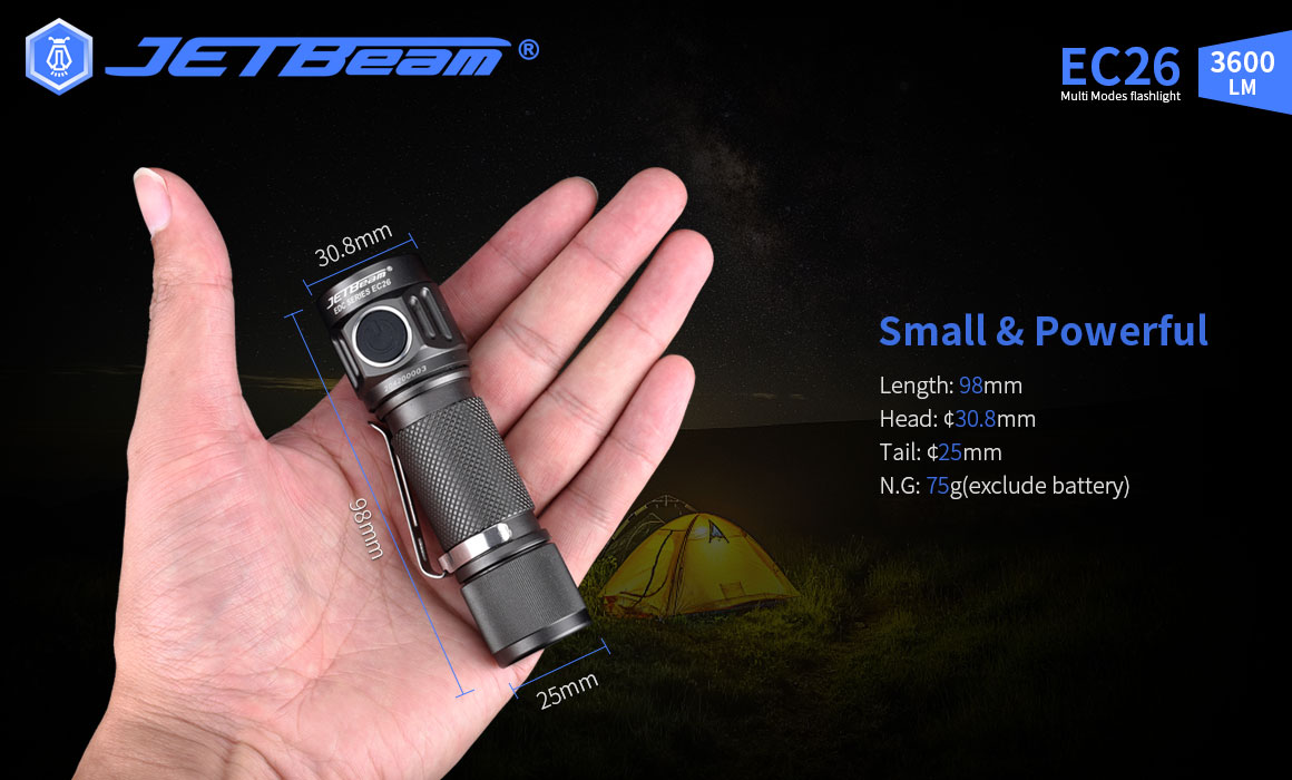 JETBEAMEC264XPLHI3600LM268mEDCPowerfulLEDFlashlightIPX8WaterproofOutdoorMagneticRepairLamp18650MiniT-1851048-4