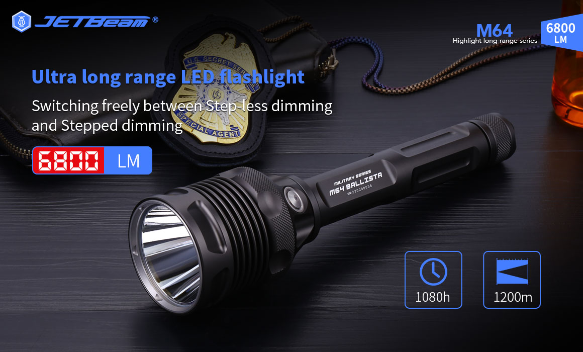 JETBeamM64SBT-906800LMPowerfulLEDFlashlight1200MUltraLongRangeLEDTorchSearchLightEasyUISideSwitchPow-1983449-1