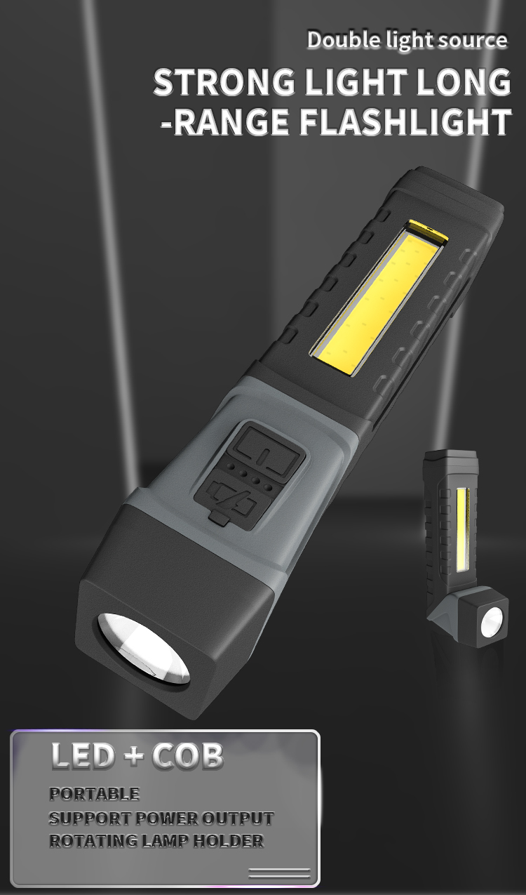 LEDCOBFlashlightwithPenClipHolderRotatableTailFlashlightwithMagnetStrongLightFlashlightWorkingLight-1992059-1