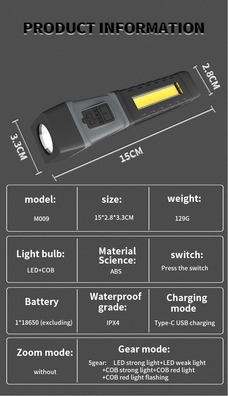 LEDCOBFlashlightwithPenClipHolderRotatableTailFlashlightwithMagnetStrongLightFlashlightWorkingLight-1992059-16