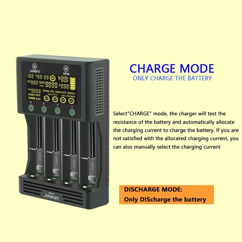 LiitoKalaLii-600LCDDisplayBatteryChargerForLi-ion37VandNiMH12VBatterySuitablefor18650266502170026700-2007616-2