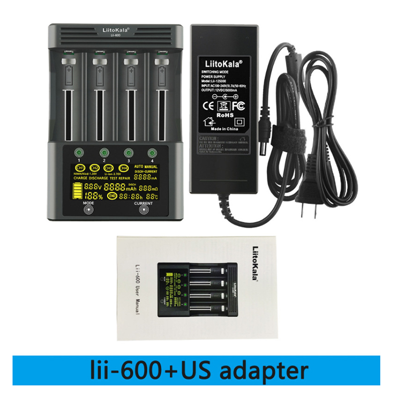 LiitoKalaLii-600LCDDisplayBatteryChargerForLi-ion37VandNiMH12VBatterySuitablefor18650266502170026700-2007616-8