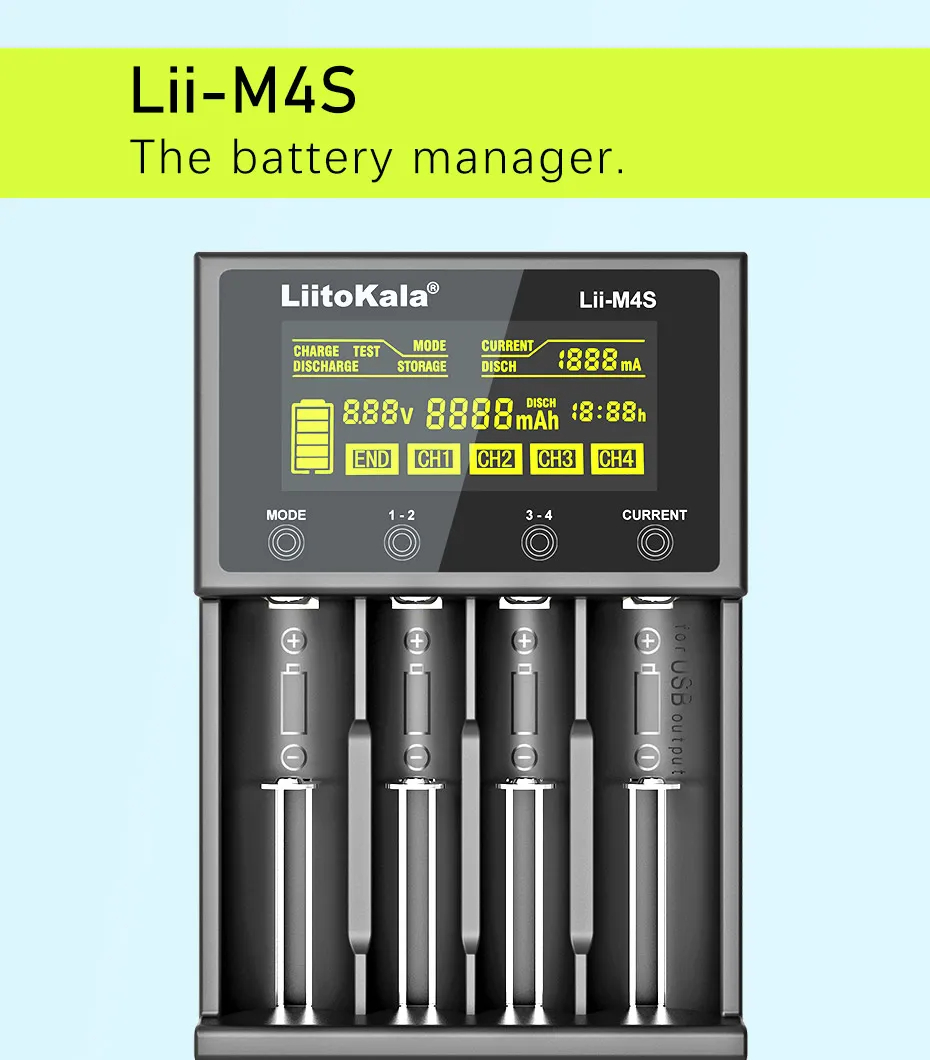 LiitoKalaLii-M4SBatteryChargerfor26700186502665021700AATouchButtonLCDDisplayTestTheBatteryChargerCap-2003523-1