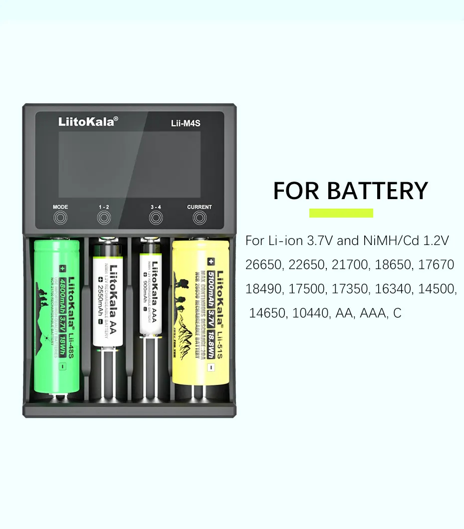 LiitoKalaLii-M4SBatteryChargerfor26700186502665021700AATouchButtonLCDDisplayTestTheBatteryChargerCap-2003523-7