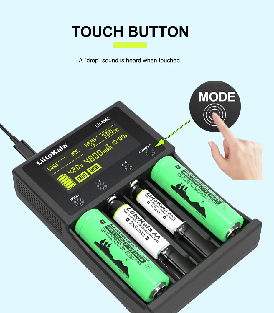LiitoKalaLii-M4SBatteryChargerfor26700186502665021700AATouchButtonLCDDisplayTestTheBatteryChargerCap-2003523-8