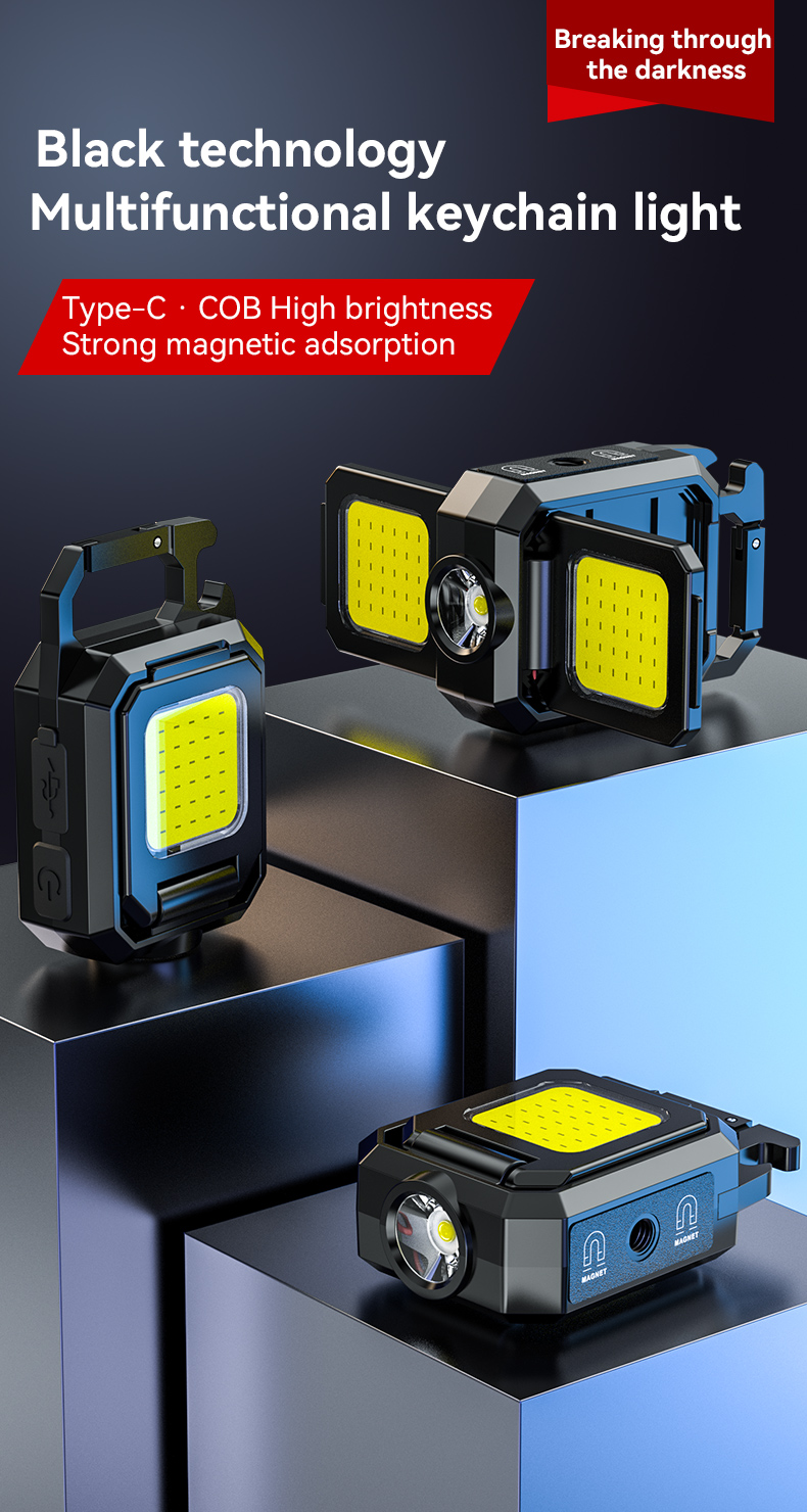 MiniLEDFlashlightKeychainLightDoubleCOBLightswithMagnetBuilt-inBatteryUSBRechargeableWorkLights-2004398-1