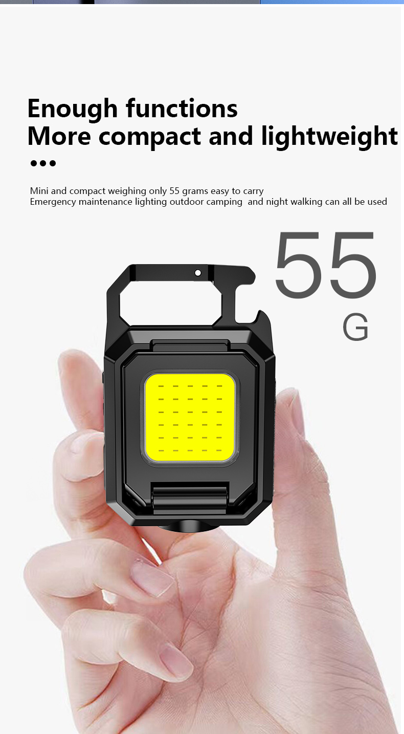 MiniLEDFlashlightKeychainLightDoubleCOBLightswithMagnetBuilt-inBatteryUSBRechargeableWorkLights-2004398-2