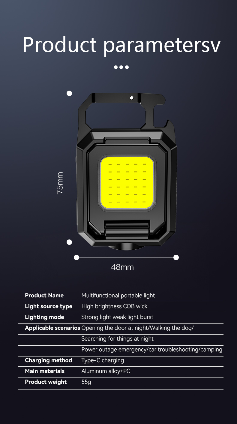 MiniLEDFlashlightKeychainLightDoubleCOBLightswithMagnetBuilt-inBatteryUSBRechargeableWorkLights-2004398-11