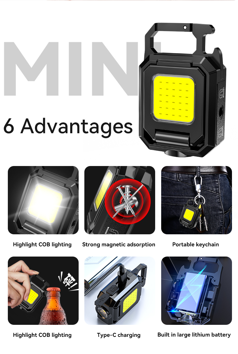 MiniLEDFlashlightKeychainLightDoubleCOBLightswithMagnetBuilt-inBatteryUSBRechargeableWorkLights-2004398-3