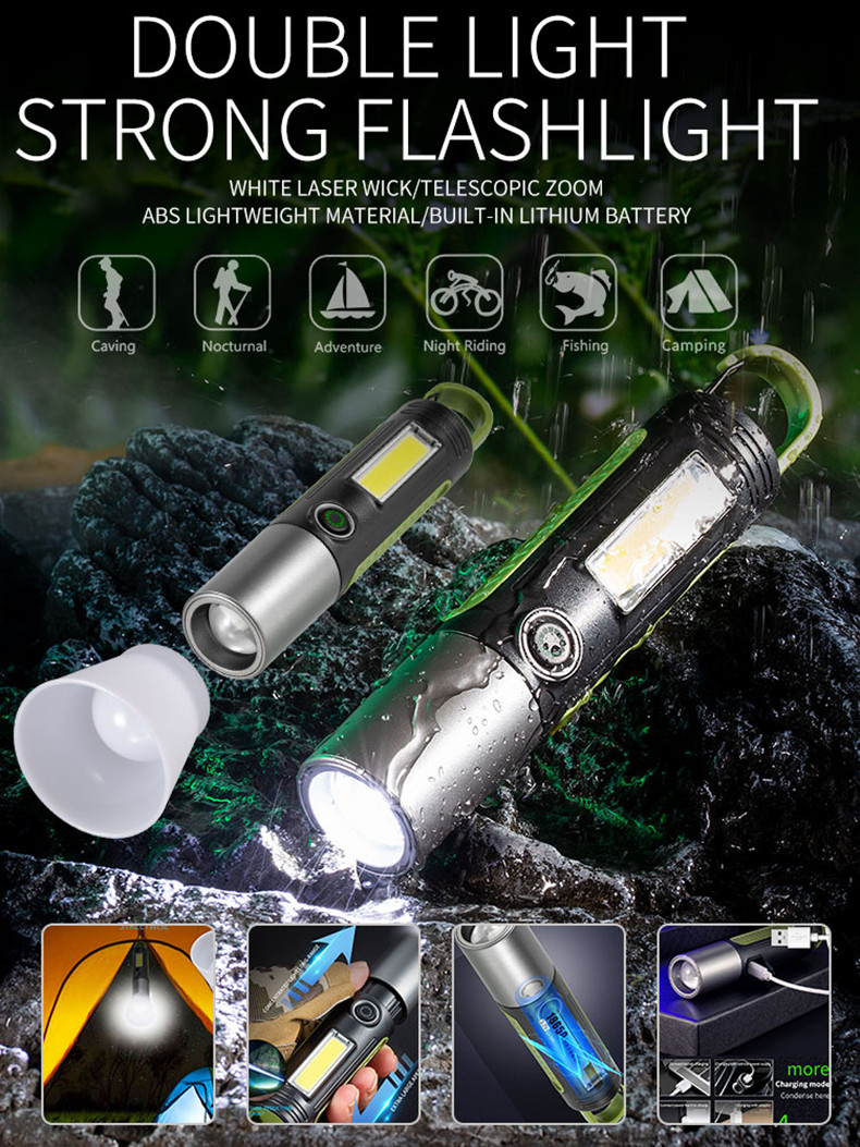 MultifunctionalOutdoorFlashlight1200mAhwithStrongFocusAdjustableBrightnessandRechargeableBatteryforC-2004534-1