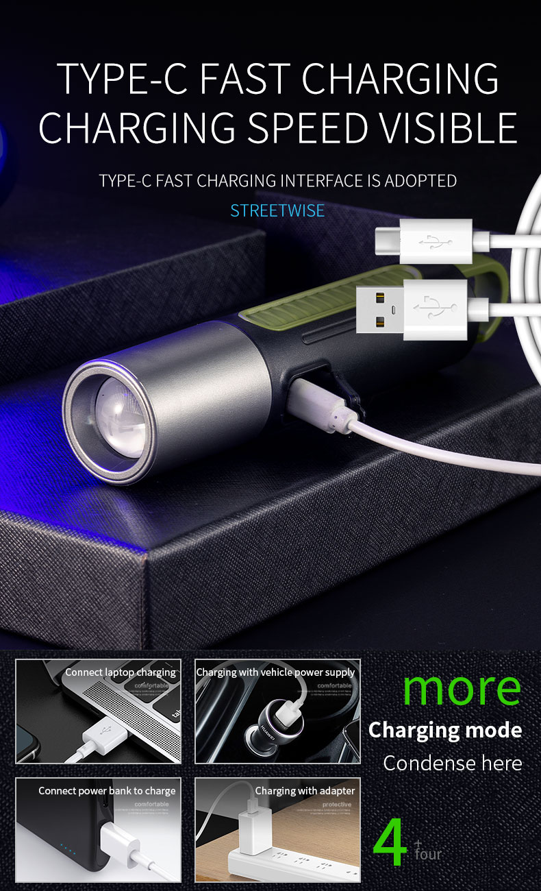 MultifunctionalOutdoorFlashlight1200mAhwithStrongFocusAdjustableBrightnessandRechargeableBatteryforC-2004534-11