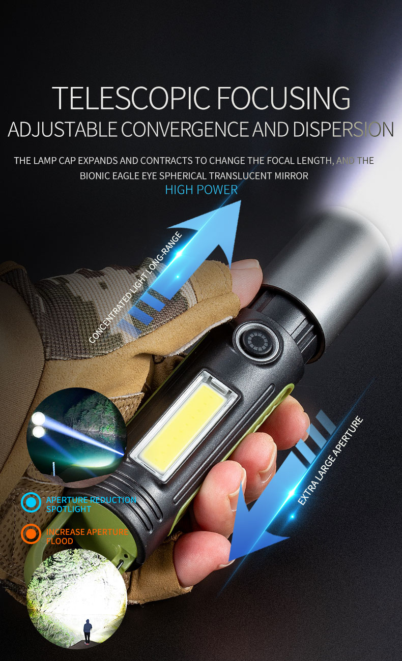 MultifunctionalOutdoorFlashlight1200mAhwithStrongFocusAdjustableBrightnessandRechargeableBatteryforC-2004534-6