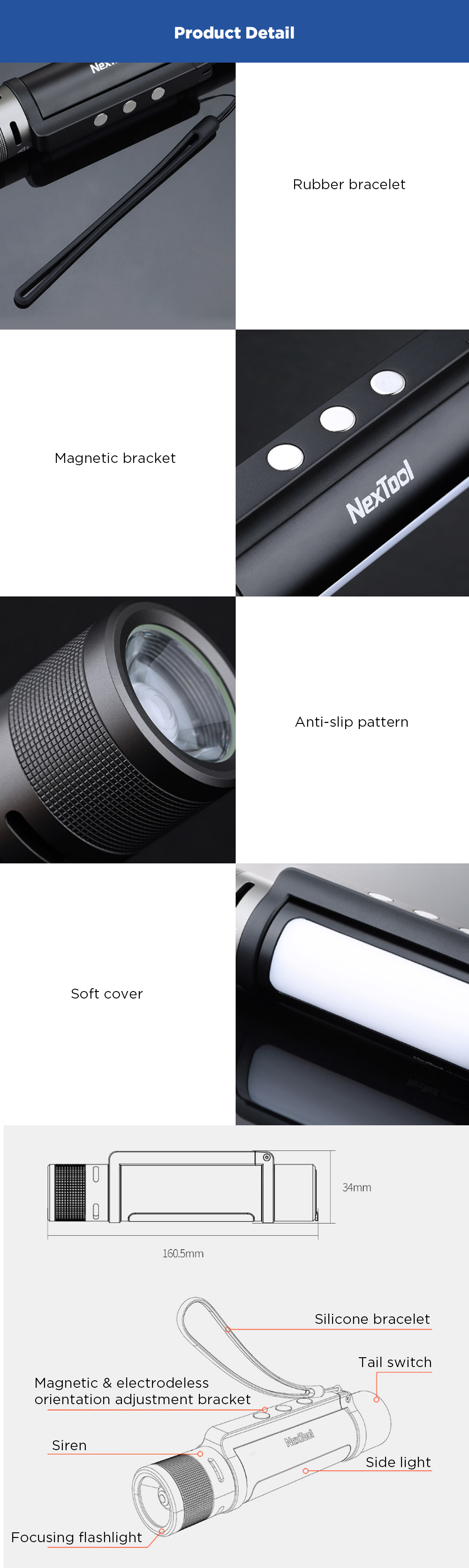 NEXTOOL6-in-11000lmDual-lightZoomableAlarmFlashlightUSB-CRechargeableMobilePowerBankMagneticCampingW-1712063-12