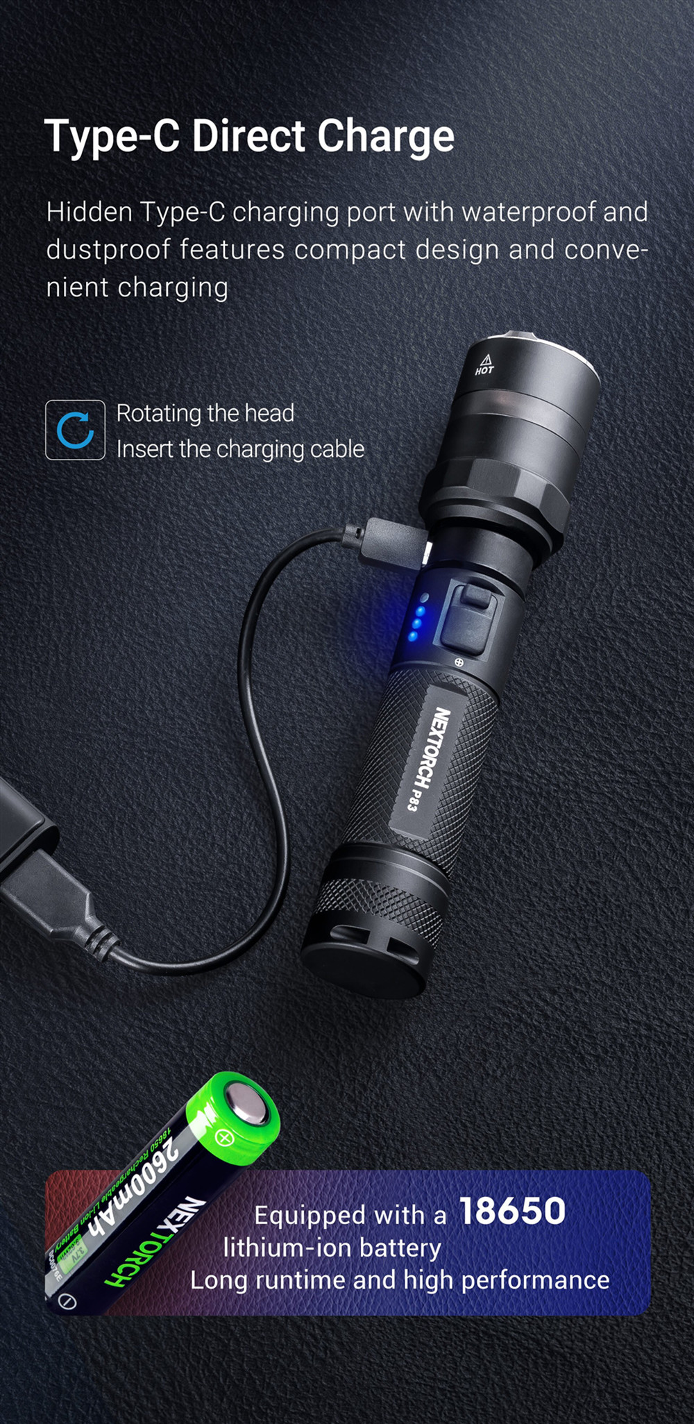 NEXTORCHP831300LMStrongLightRechargeableLEDFlashlightRedAndBlueGlitterOutdoorTacticsSuperBrightPorta-1983987-10