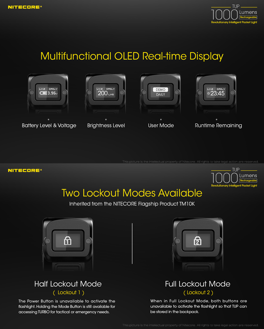 NITECORETUPLEDKeychainLight1000LMBrightnessOLEDDisplayIntelligentRechargeablePocketLight-1387109-2