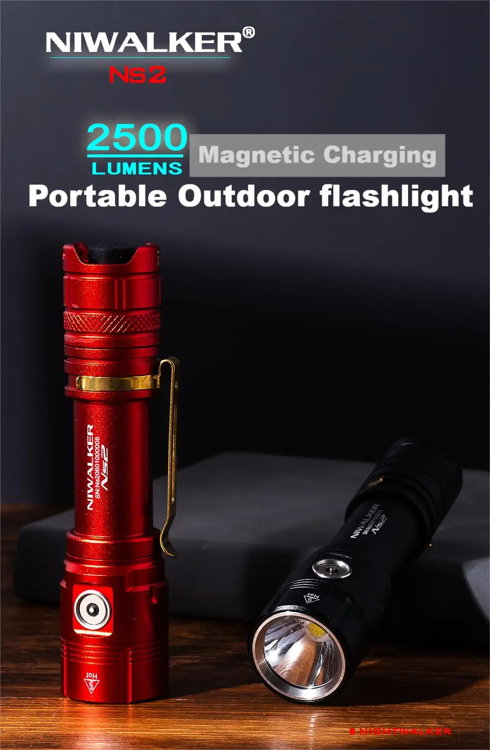 NiwalkerNS22500lumenMultifunctionalMagneticChargingEDCFlashlightIPX8WaterproofPowerby18650BatteryTac-2015528-1