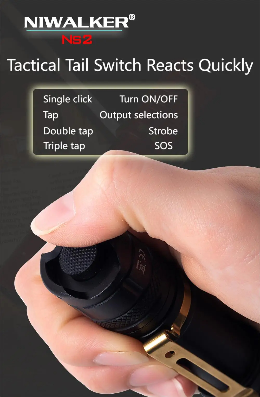 NiwalkerNS22500lumenMultifunctionalMagneticChargingEDCFlashlightIPX8WaterproofPowerby18650BatteryTac-2015528-5