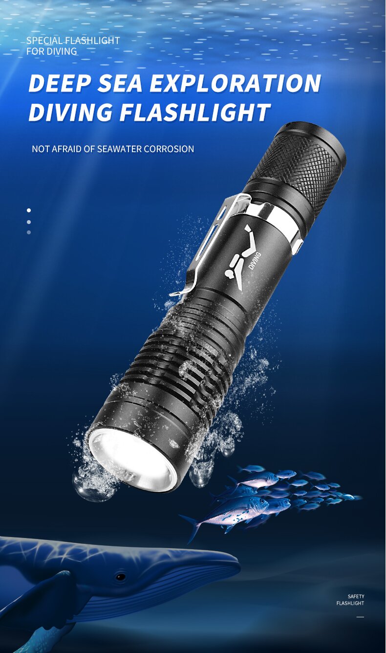P205WLEDDivingFlashlight300LMLanternAluminumAlloyWaterproofUnderwaterScubaFlashlightTorchLamp-1987189-2