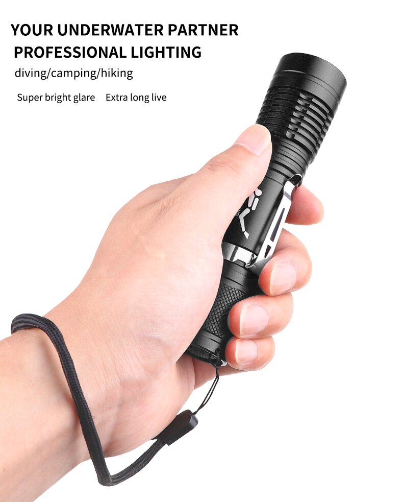 P205WLEDDivingFlashlight300LMLanternAluminumAlloyWaterproofUnderwaterScubaFlashlightTorchLamp-1987189-3