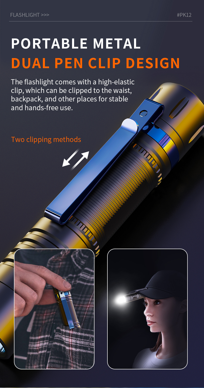 SEEKNITEPK12NM1MagneticLEDFlashlightType-CRechargeableLEDTorch18650EDCClipLightForCampingHuntingFish-1992245-6